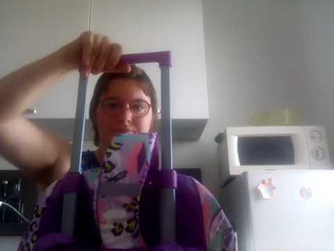 présentation de cartable à roulette califonia mauve avec 11 pochettes 🏫🚌 !