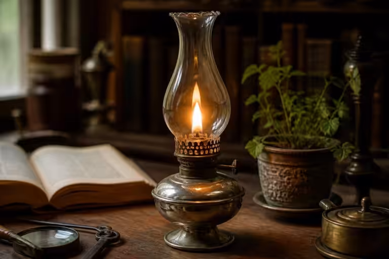découvrez notre lampe à huile, une pièce de décoration vintage authentique qui apporte charme et chaleur à votre intérieur.